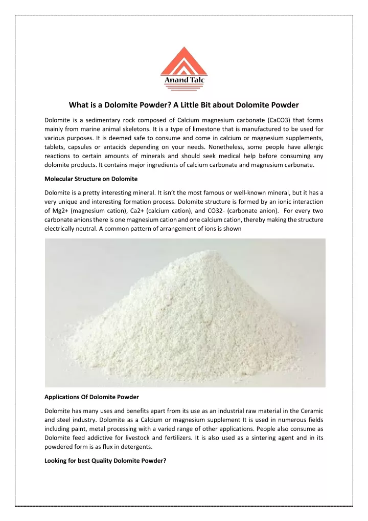 what is a dolomite powder a little bit about