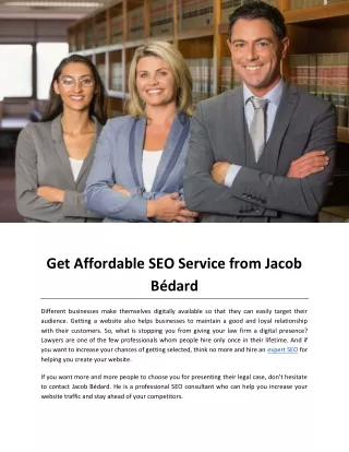 Get Affordable SEO Service from Jacob Bédard