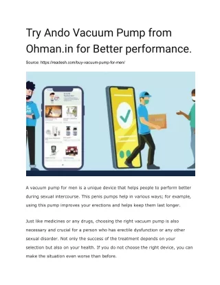 Try Ando Vacuum Pump from Ohman for better performance