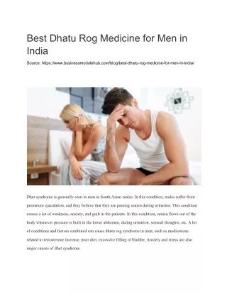 Best Dhatu Rog Medicine for Men in India