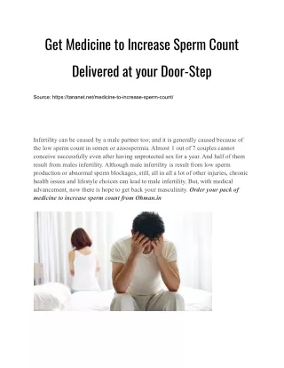 Get Medicine to Increase Sperm Count Delivered at your Door-Step