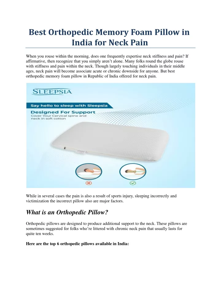 best orthopedic memory foam pillow in india