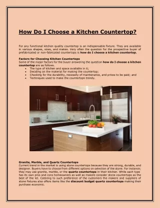 how do i choose a kitchen countertop