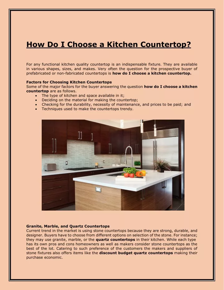 how do i choose a kitchen countertop