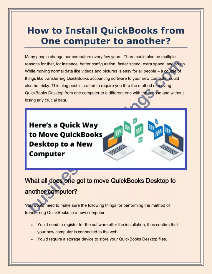 how to install quickbooks from one computer