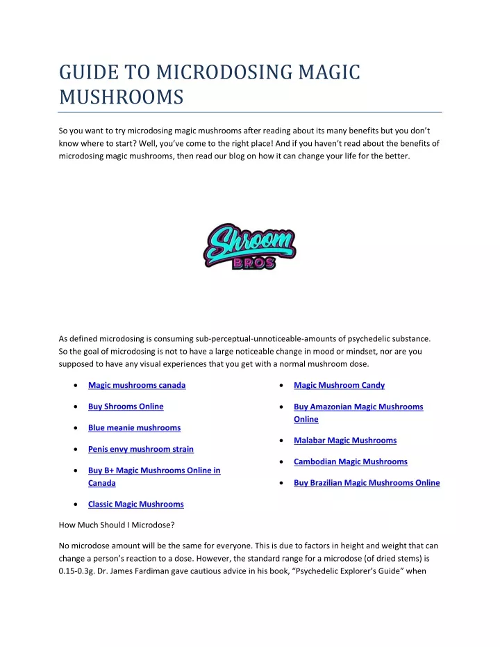 guide to microdosing magic mushrooms