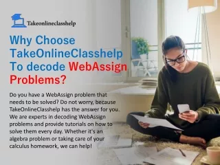 why choose takeonlineclasshelp to decode webassign problems