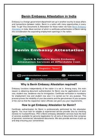 Benin Embassy Attestation