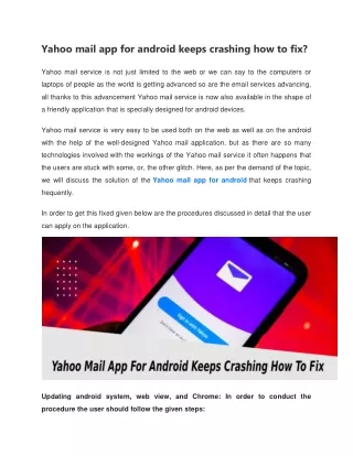 Yahoo mail app for android keeps crashing how to fix?