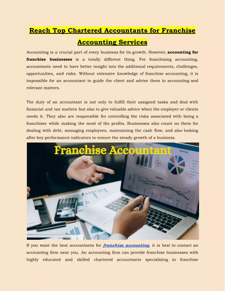 reach top chartered accountants for franchise