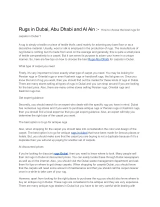Rugs in Dubai, Abu Dhabi and Al Ain
