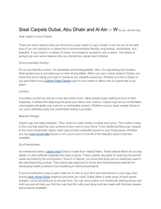 Sisal Carpets Dubai, Abu Dhabi and Al Ain