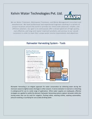 Rainwater Harvesting System - Tools