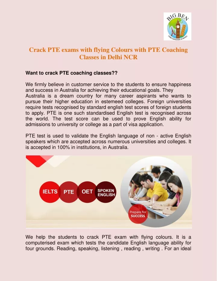 crack pte exams with flying colours with