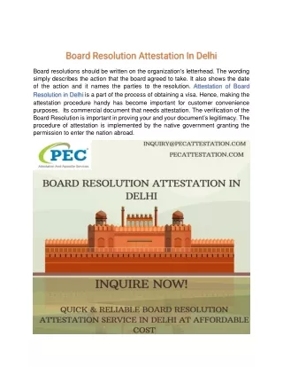 Board Resolution Attestation In Delhi content