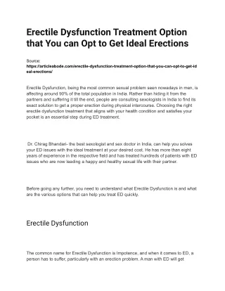 erectile dysfunction treatment option that