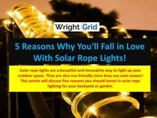 5 Reasons Why You'll Fall in Love With Solar Rope Lights!