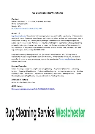 Rug Cleaning Service Westchester