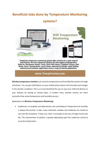 beneficial jobs done by temperature monitoring
