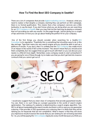 How To Find the Best SEO Company in Seattle