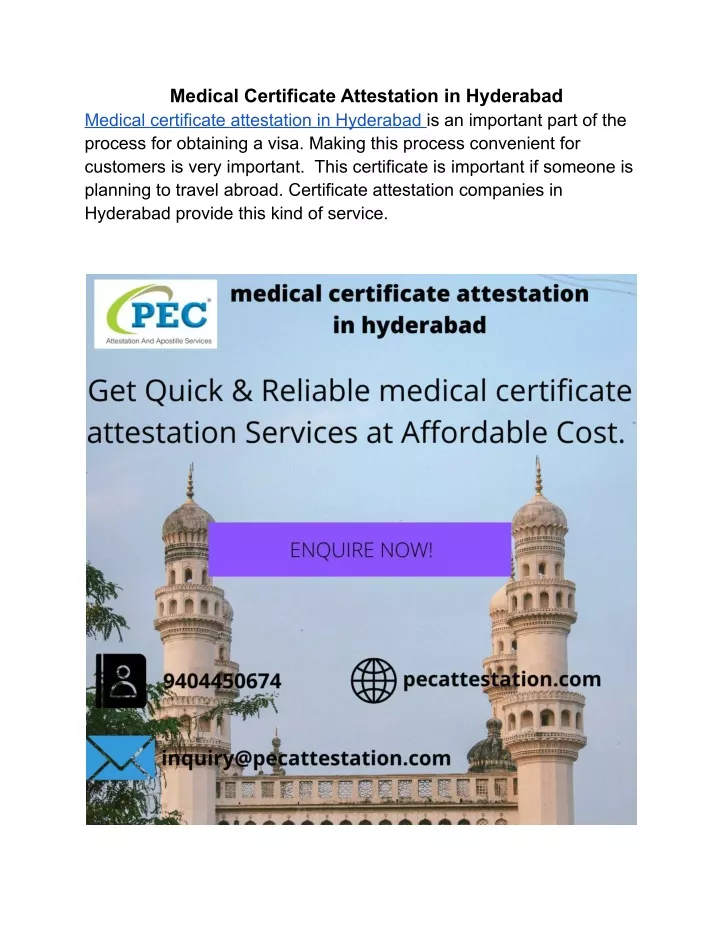 medical certificate attestation in hyderabad