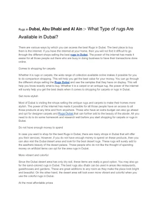 Rugs in Dubai, Abu Dhabi and Al Ain .
