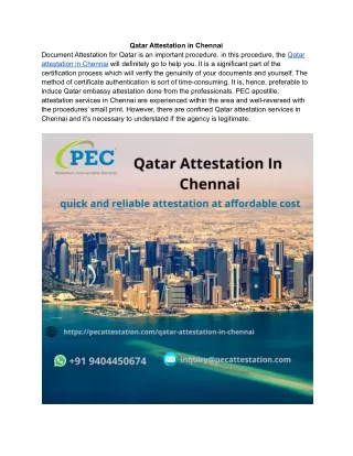 Qatar Attestation in Chennai