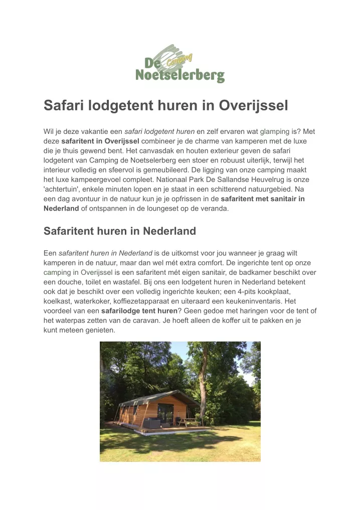 safari lodgetent huren in overijssel