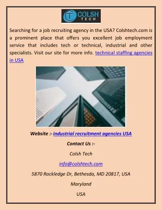 industrial recruitment agencies USA sdf