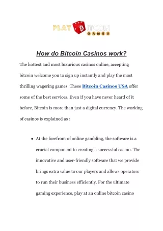 how do bitcoin casinos work