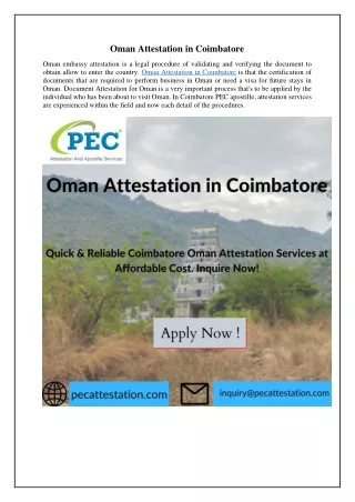 Oman Attestation in Coimbatore