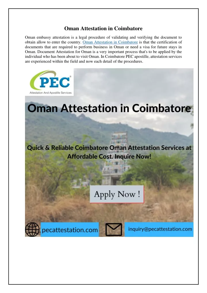 oman attestation in coimbatore