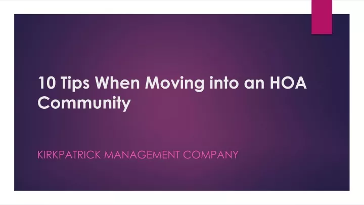 10 tips when moving into an hoa community