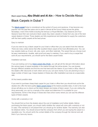 Black carpet Dubai, Abu Dhabi and Al Ain .