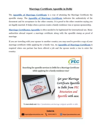 Marriage Certificate Apostille in Delhi