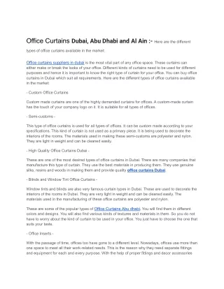Office Curtains Dubai, Abu Dhabi and Al Ain .