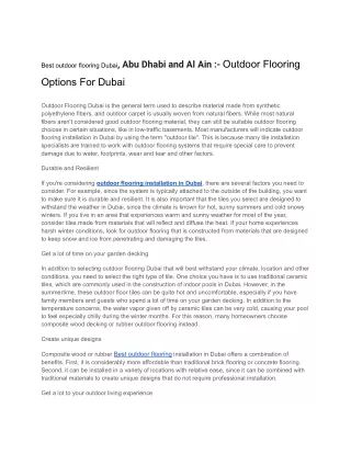 Best outdoor flooring Dubai, Abu Dhabi and Al Ain.