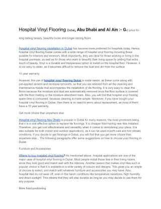 Hospital Vinyl Flooring Dubai, Abu Dhabi and Al Ain