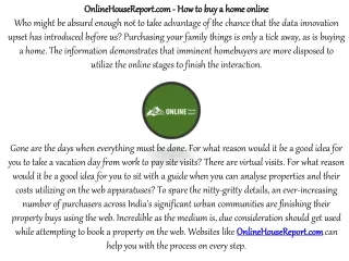 OnlineHouseReport.com - How to buy a home online