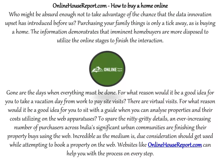 onlinehousereport com onlinehousereport com how