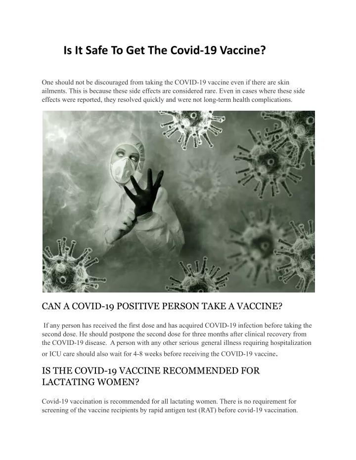 is it safe to get the covid 19 vaccine