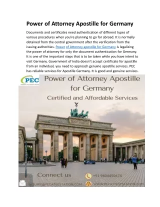 Power of Attorney Apostille for Germany