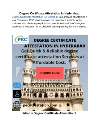 Degree Certificate Attestation in Hyderabad