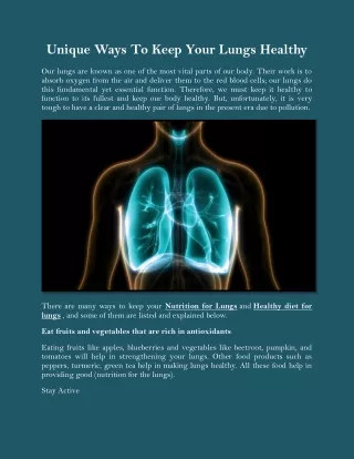 Unique Ways To Keep Your Lungs Healthy
