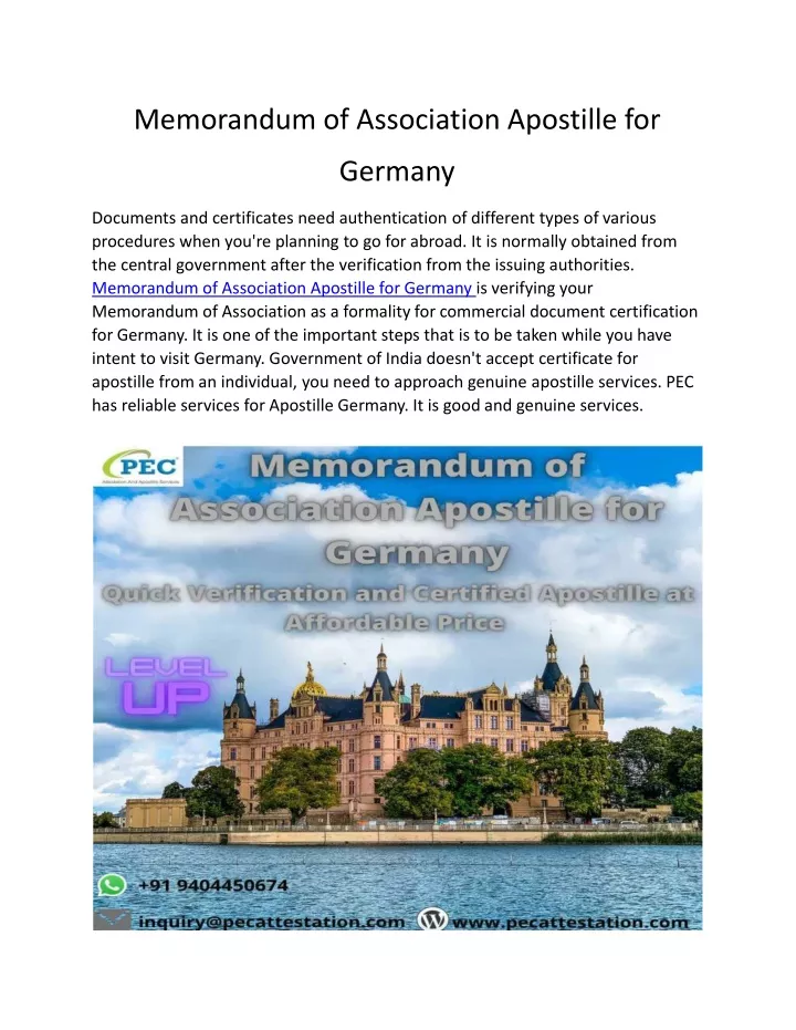 memorandum of association apostille for germany