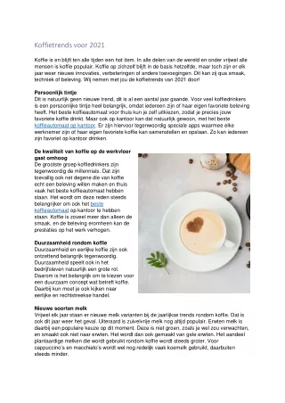 koffietrends voor 2021 koffie is en blijft