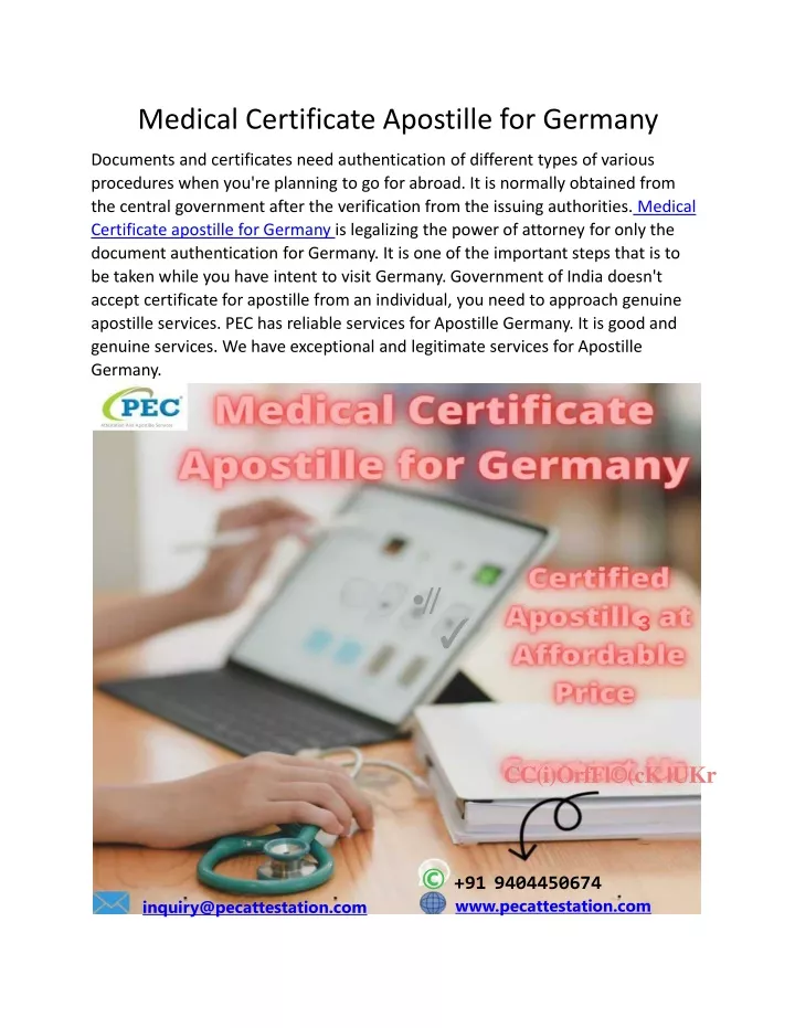 medical certificate apostille for germany