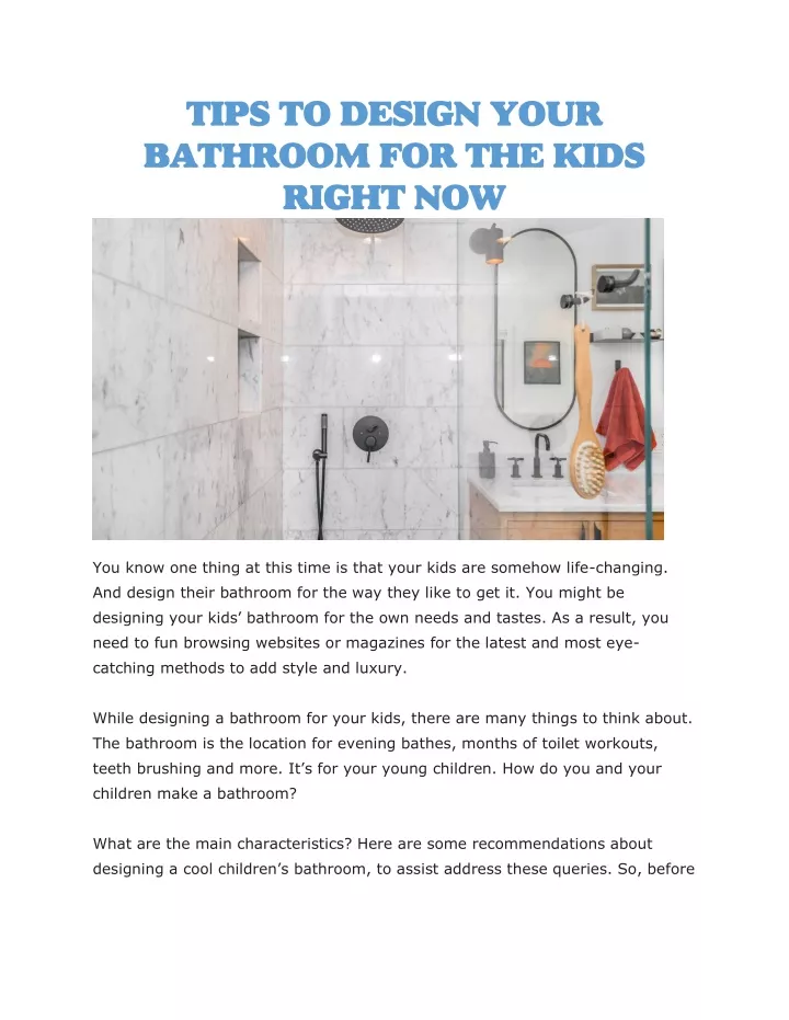 tips to design your bathroom for the kids right