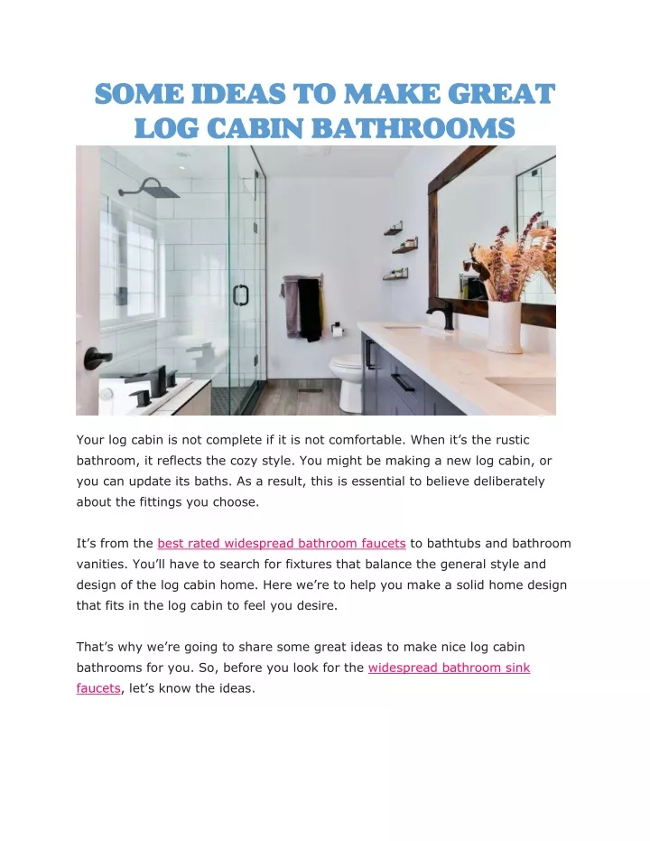 some ideas to make great log cabin bathrooms
