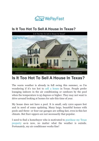 is it too hot to sell a house in texas